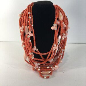 Vintage 1988 Signed Monies Gerda Lynggaard Monies Pink Shell Pearl Necklace